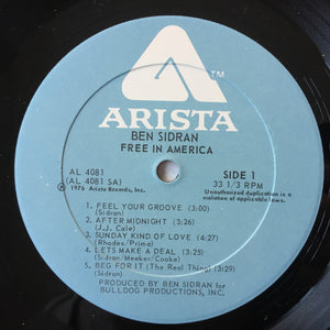 Ben Sidran: Free In America 12"