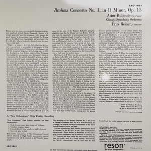 Brahms / Artur Rubinstein / Fritz Reiner Conductor / Chicago Symphony Orchestra: Concerto No.1 4x12"