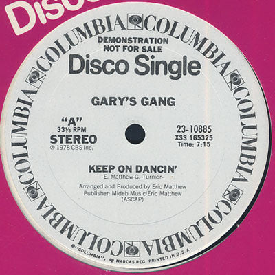 Gary's Gang: Keep On Dancin' / Do It At The Disco 12