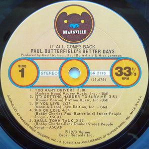 Paul Butterfield's Better Days: It All Comes Back 12"