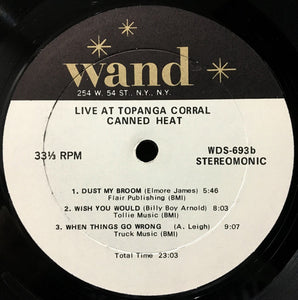 Canned Heat: Live At Topanga Corral 12"