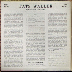 Fats Waller: Rediscovered Early Solos 12"