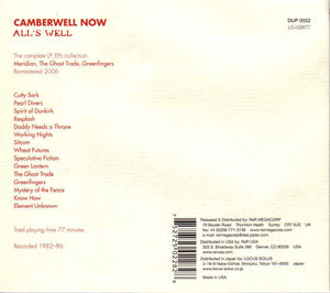 The Camberwell Now: All's Well CD