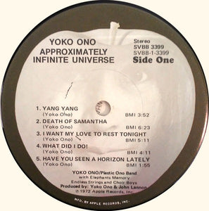 Yoko Ono With The Plastic Ono Band And Elephants Memory: Approximately Infinite Universe 2x12"